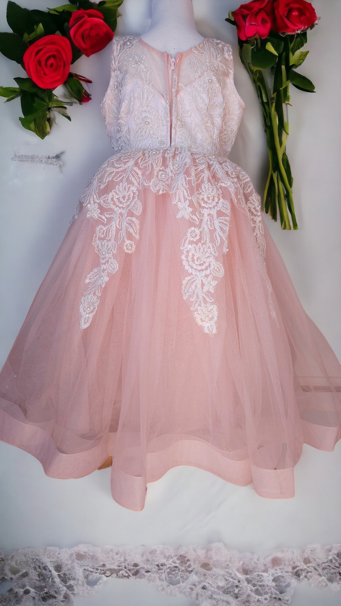 SHEER LACE TULLE DRESS