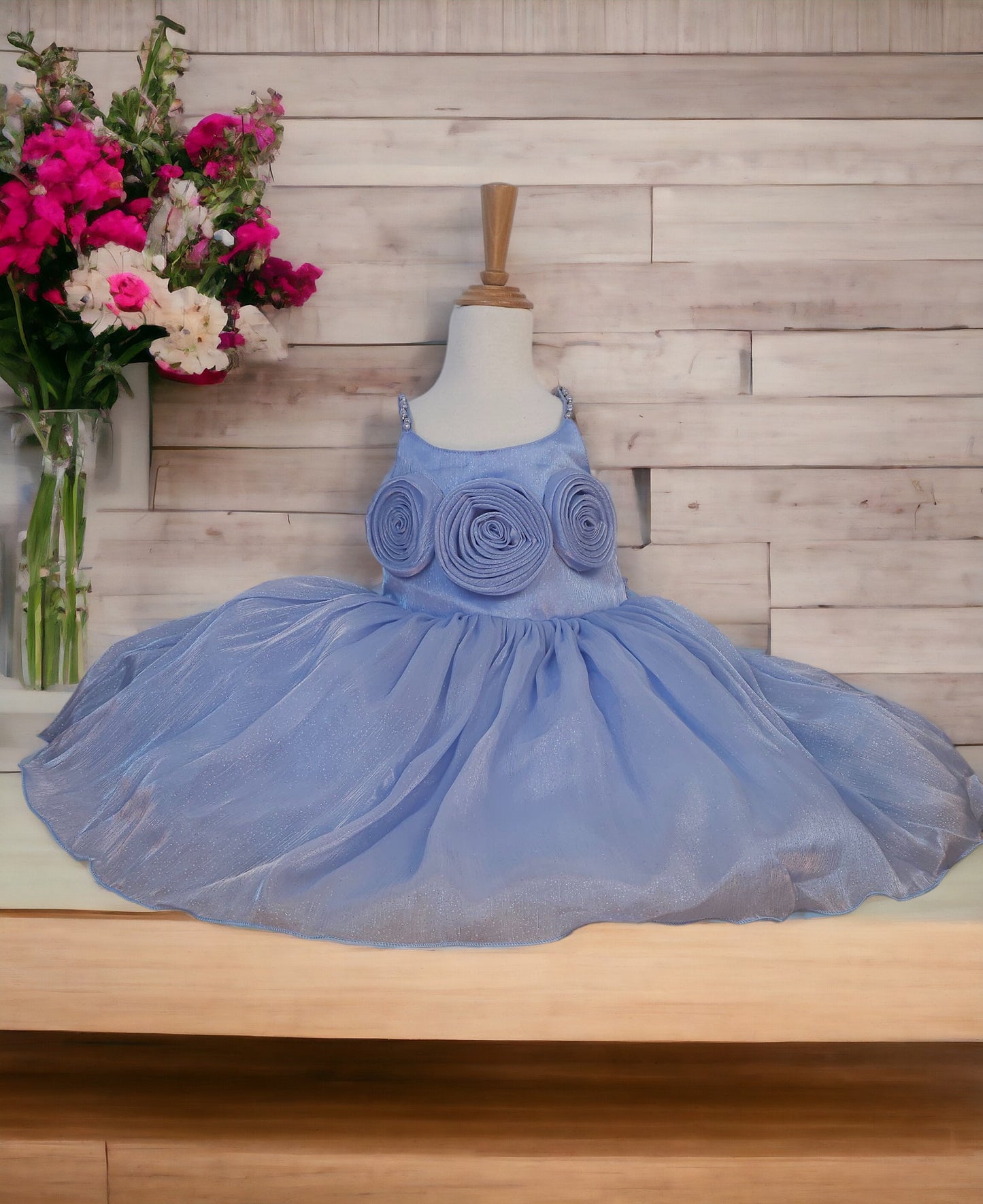 Blue Organza Party Dress