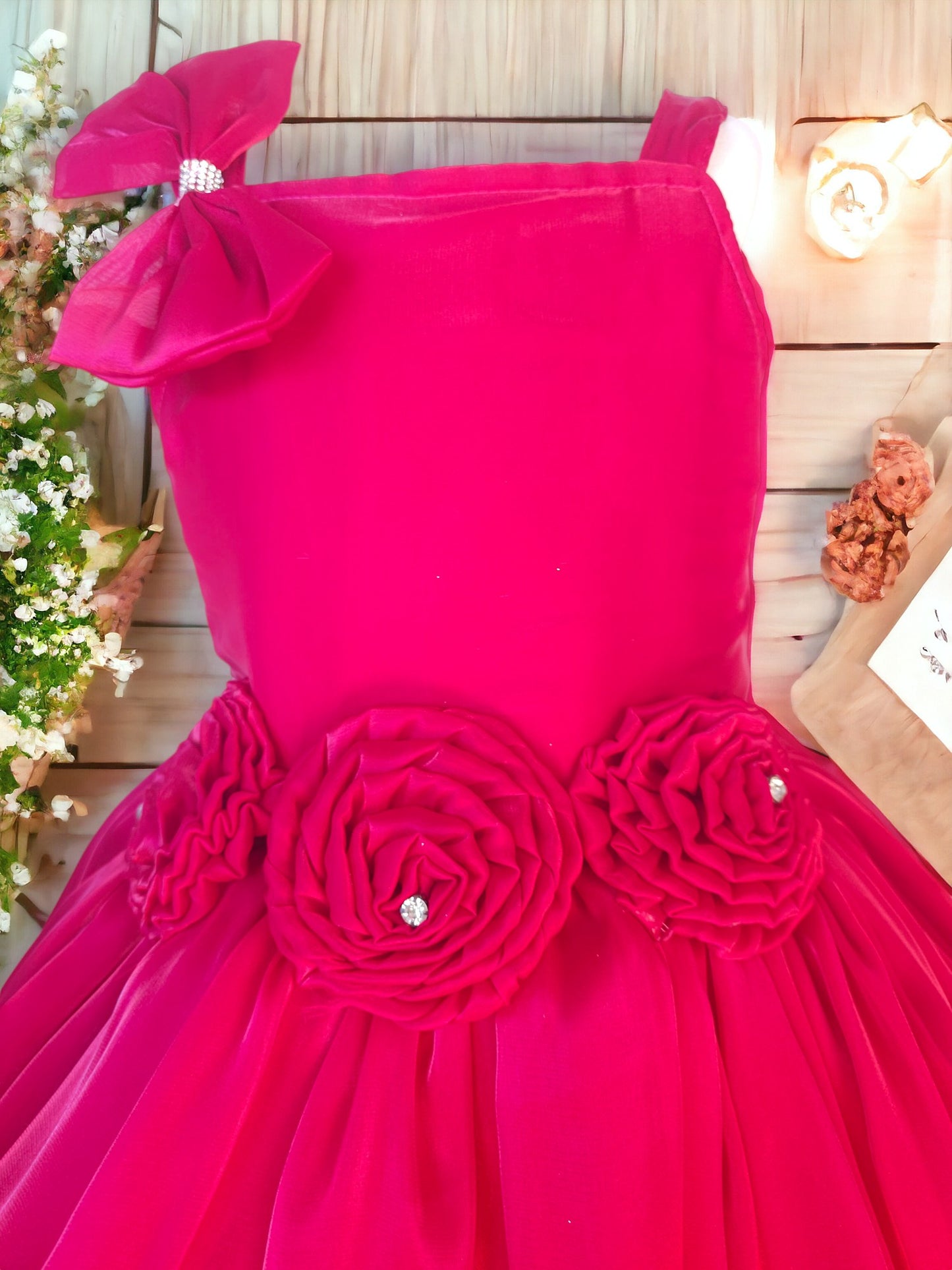 Velvety Red Organza Dress