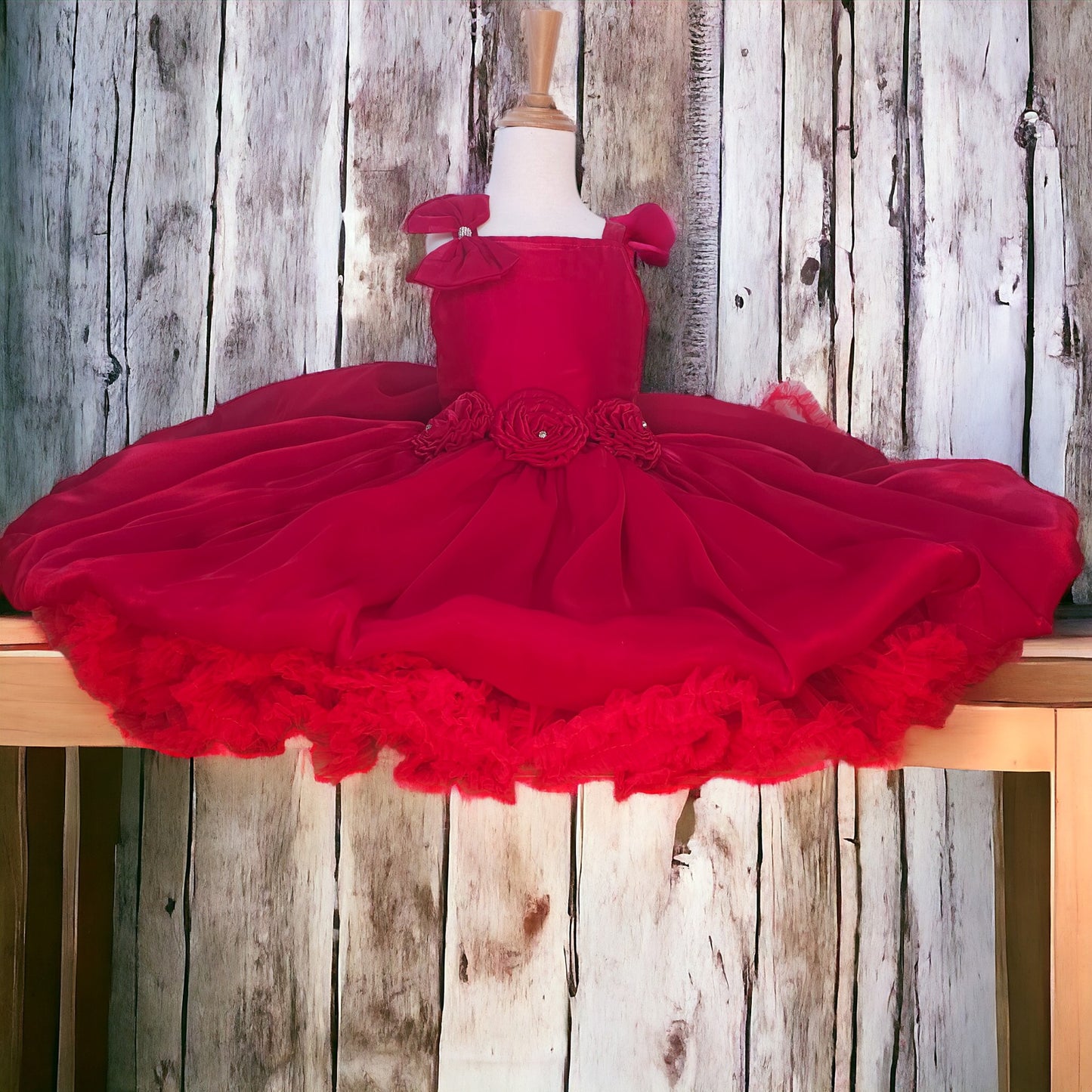 Velvety Red Organza Dress