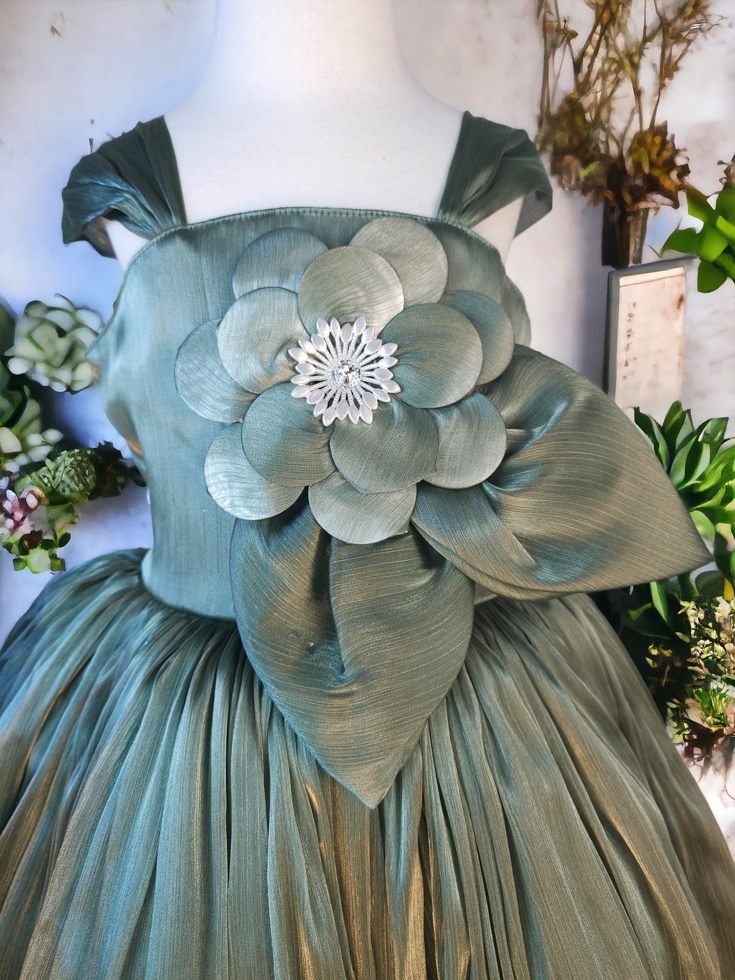 Green High Low Party Dress