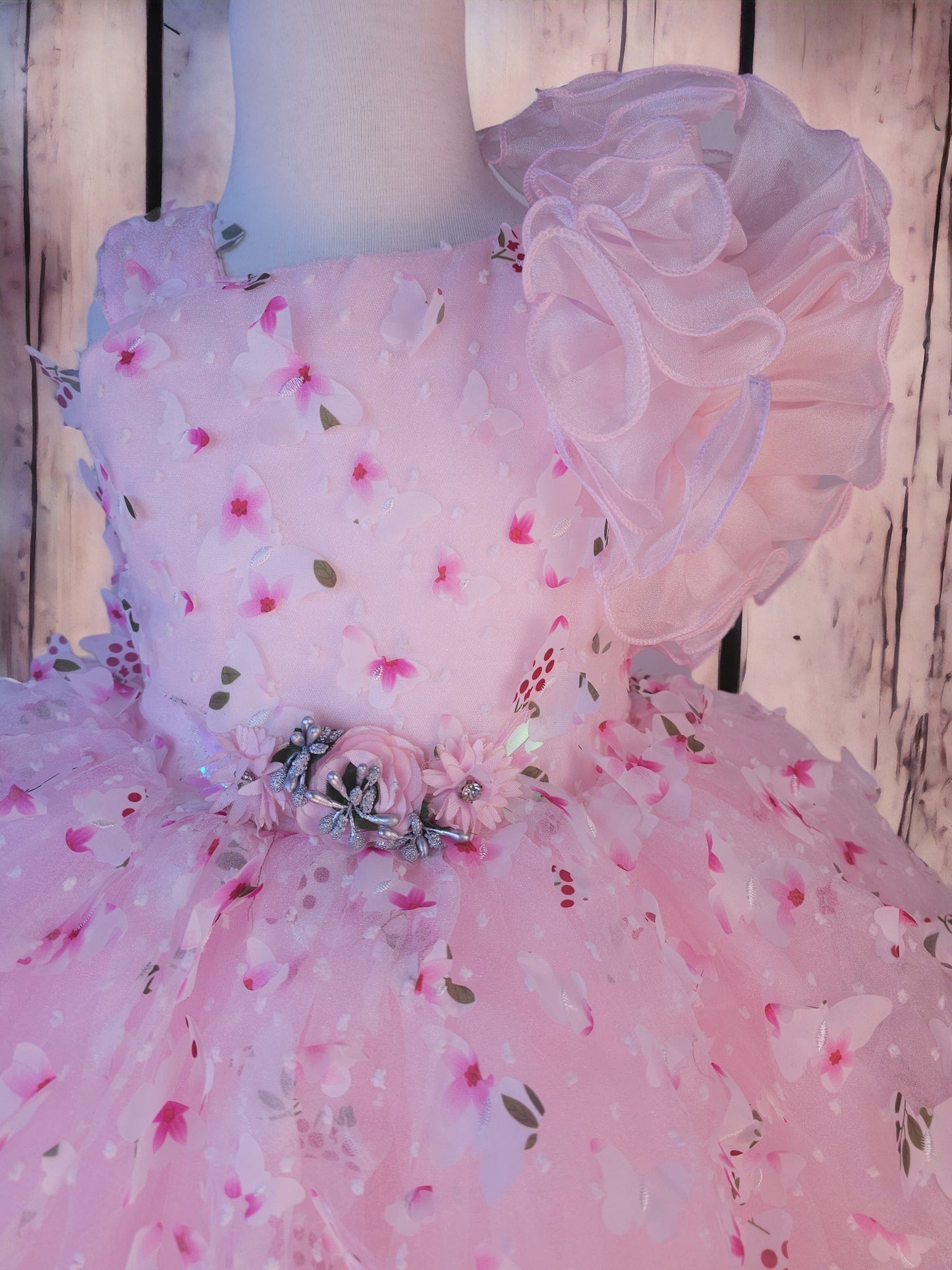 3D Butterfly Pink Dress