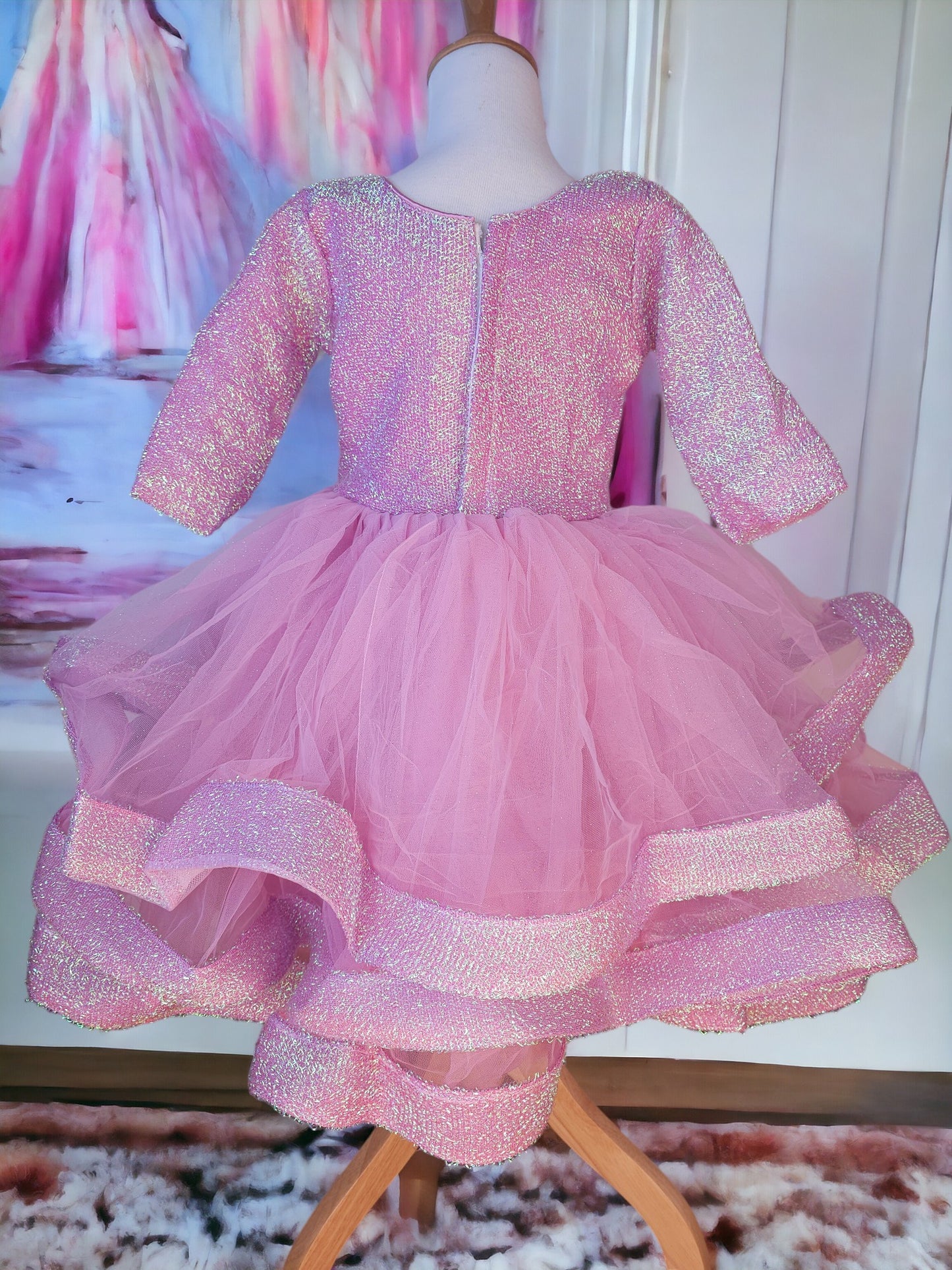 Pink Ruffle Layered Party Dress