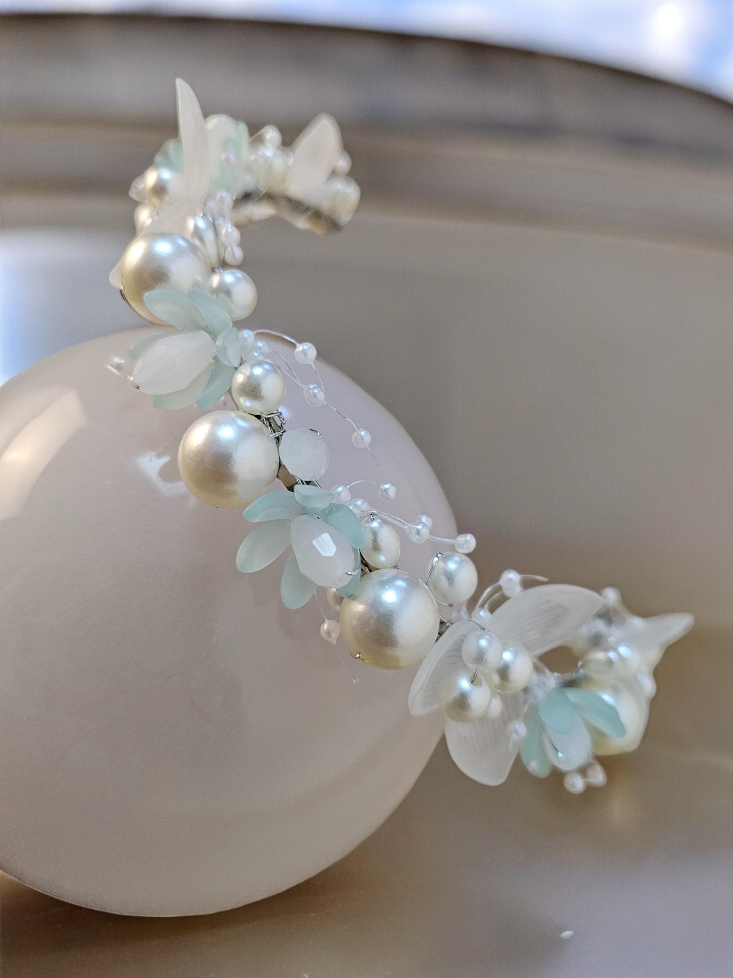 Head Band Blue and perl