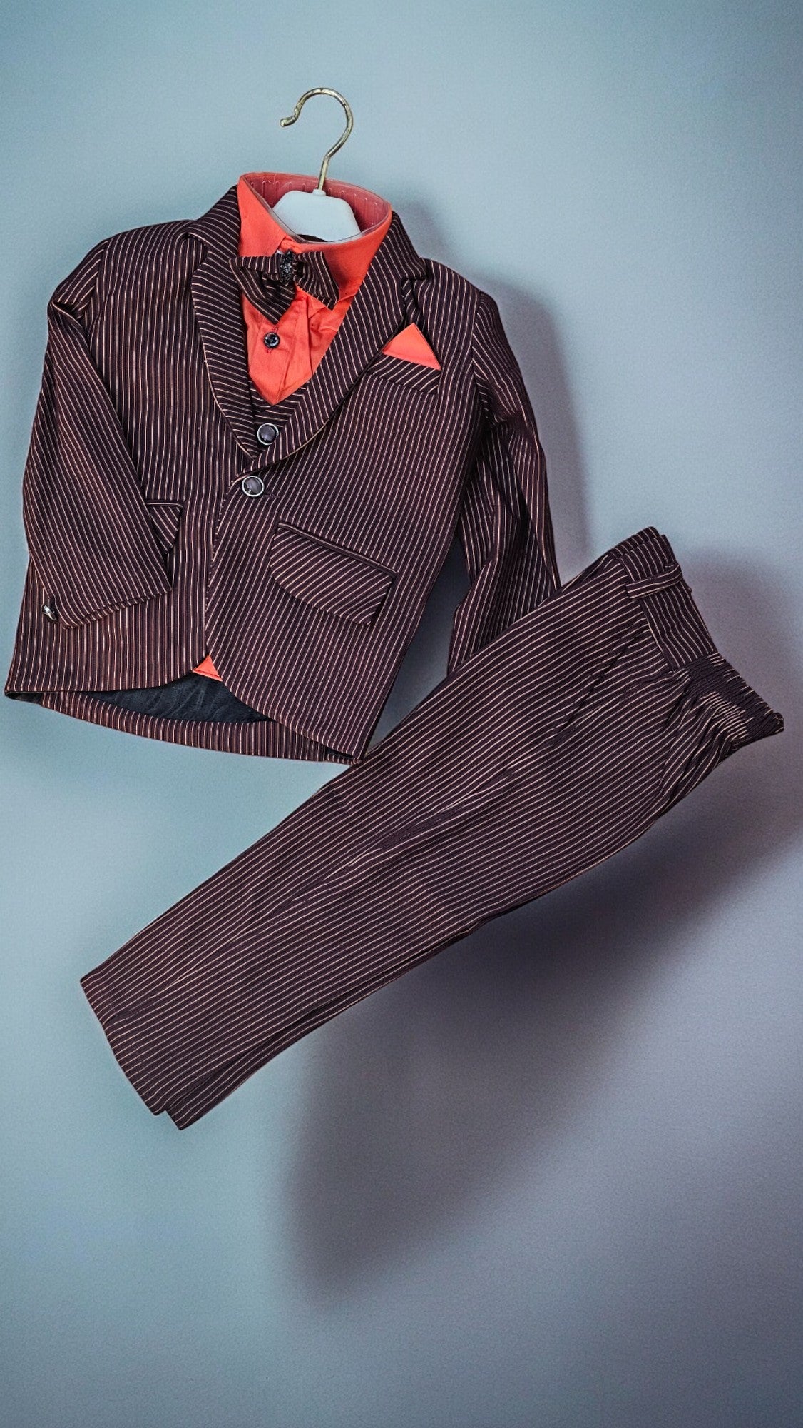 4 pcs Boys Formal Gentleman Outfits Brown