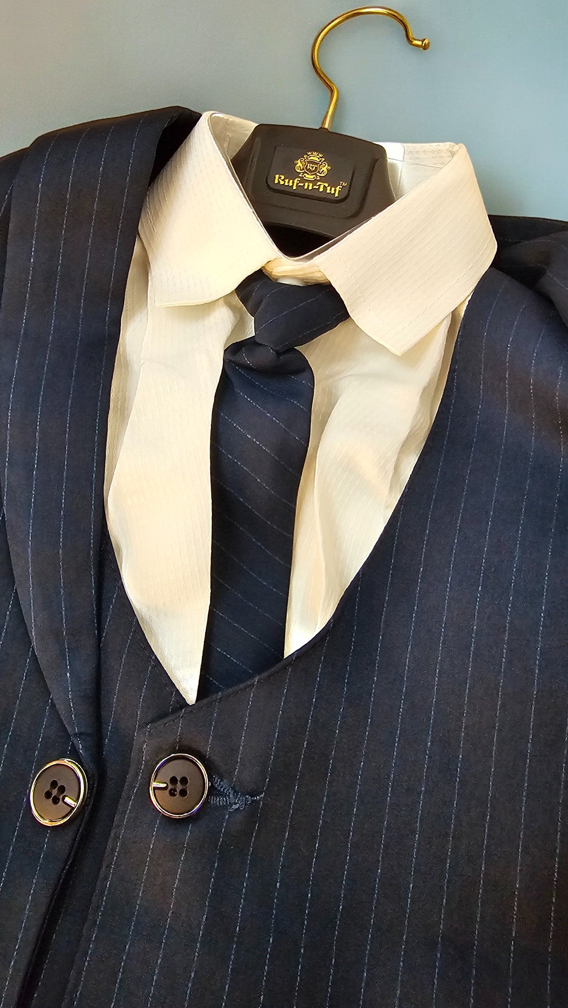 4 Pcs Boys Formal Outfit Striped Blue