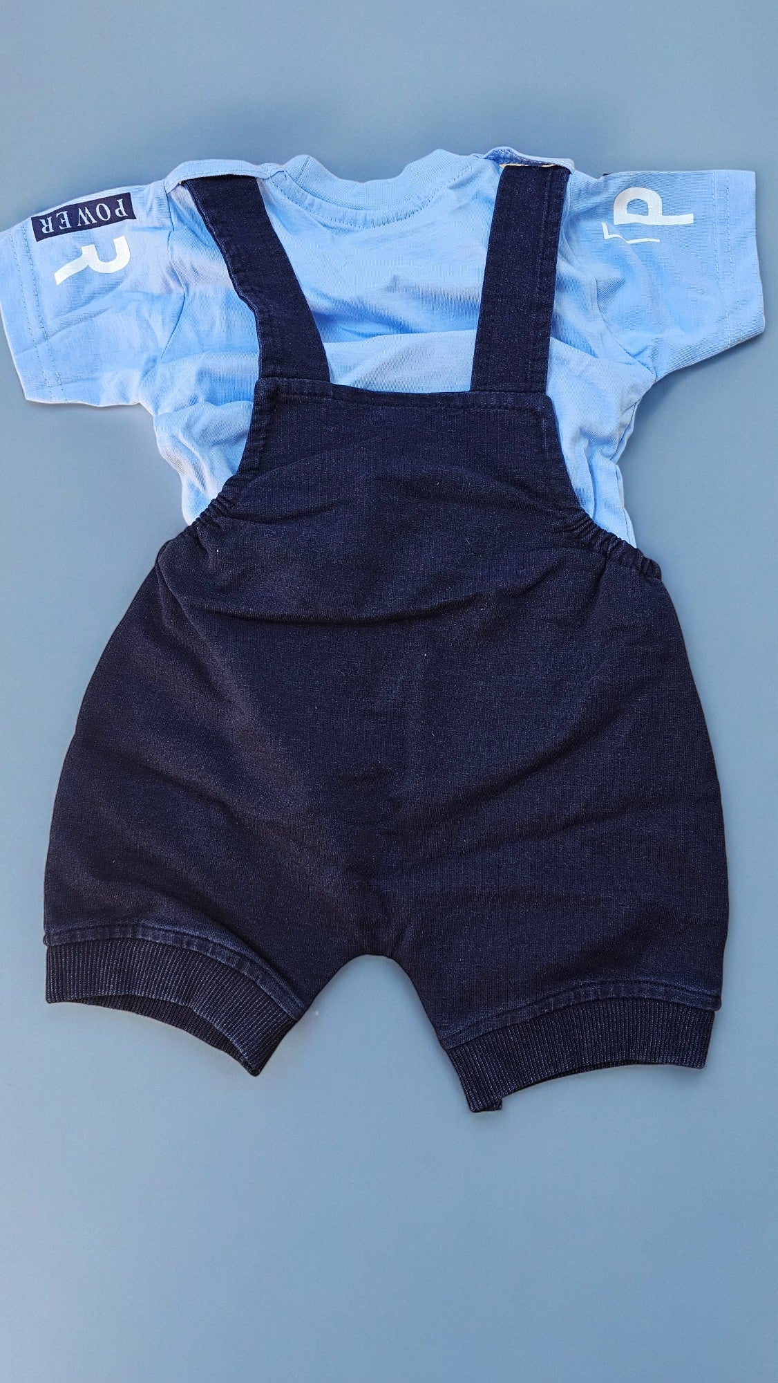 short sleeve boys' denim outfit two piece.