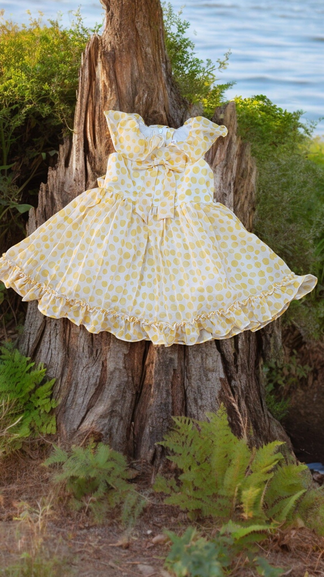 Dotted Print Dress Yellow