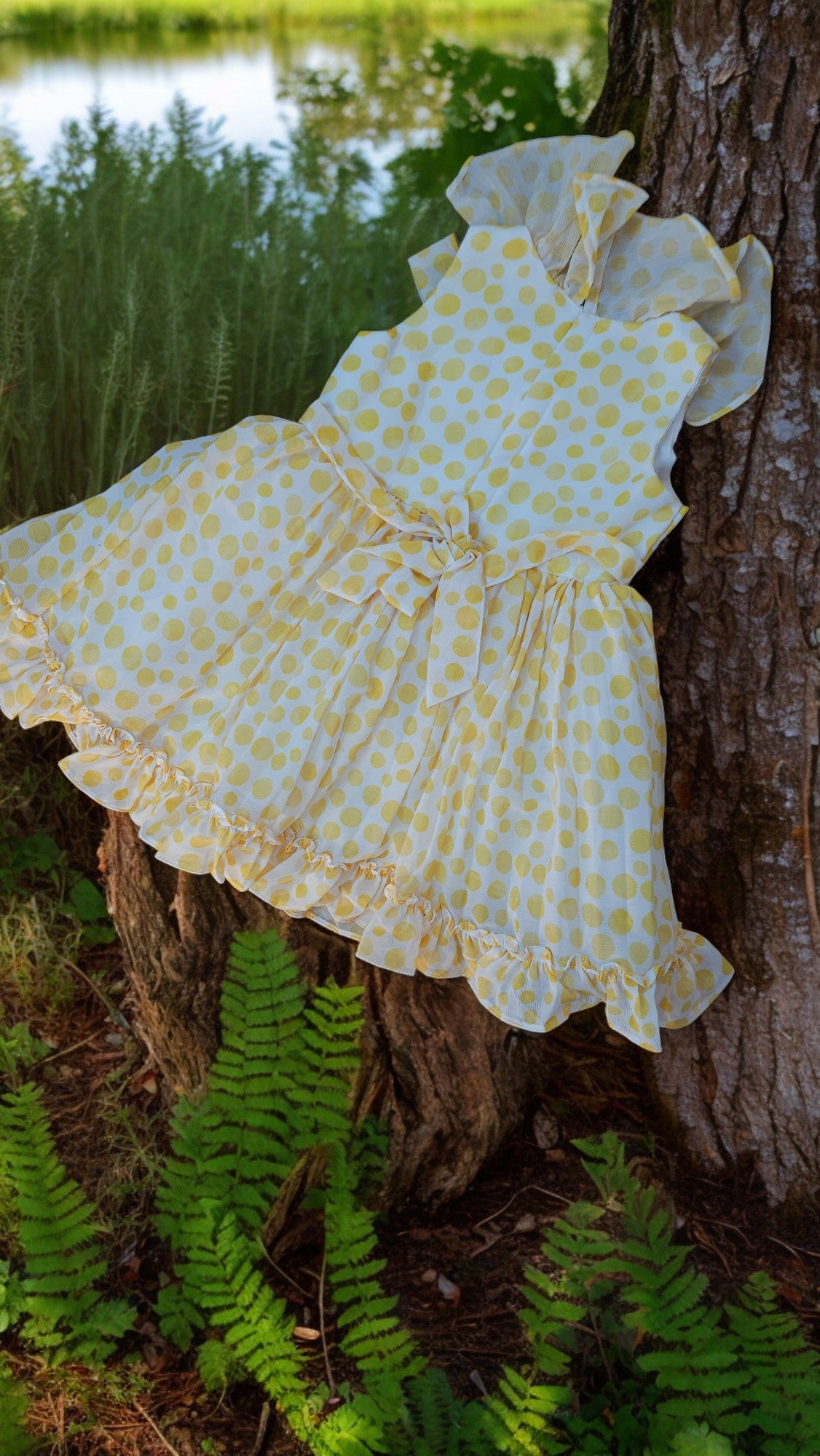 Dotted Print Dress Yellow
