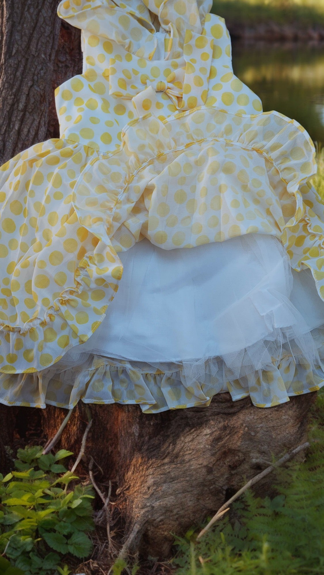 Dotted Print Dress Yellow