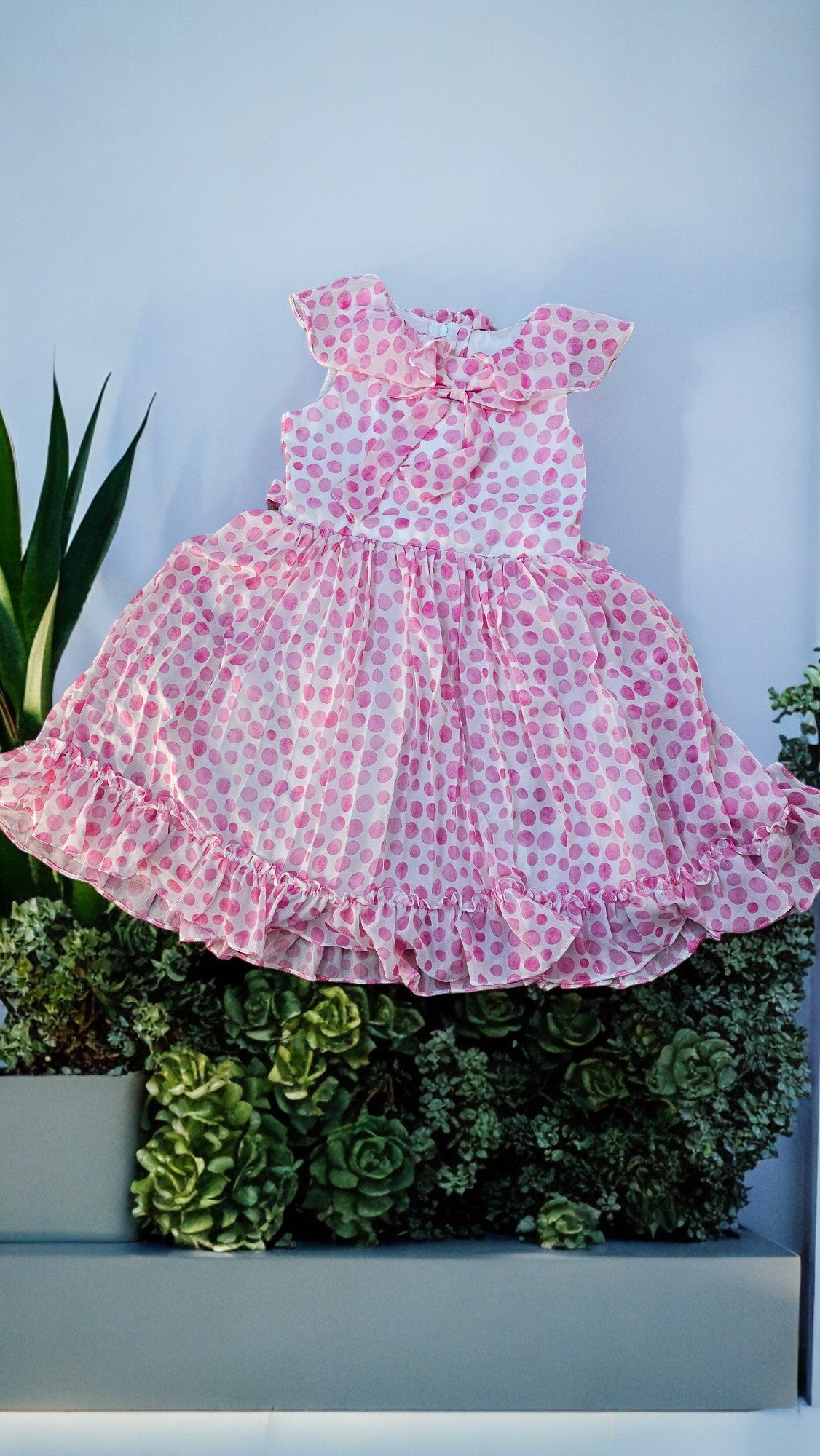 Dotted Print Dress Yellow