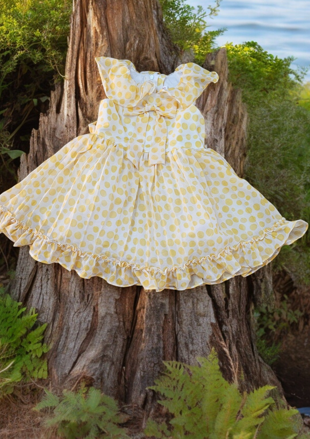 Dotted Print Dress Yellow
