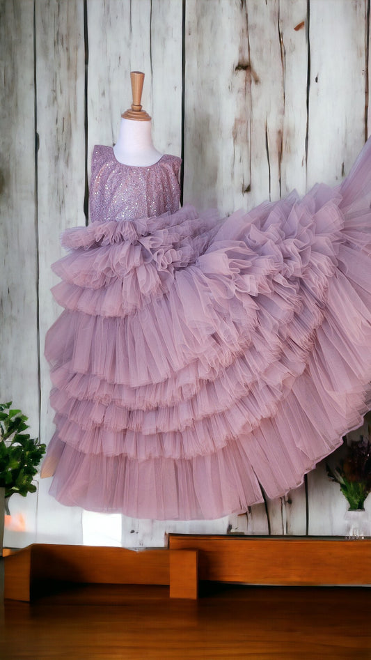Ash Purple long dress with ruffles