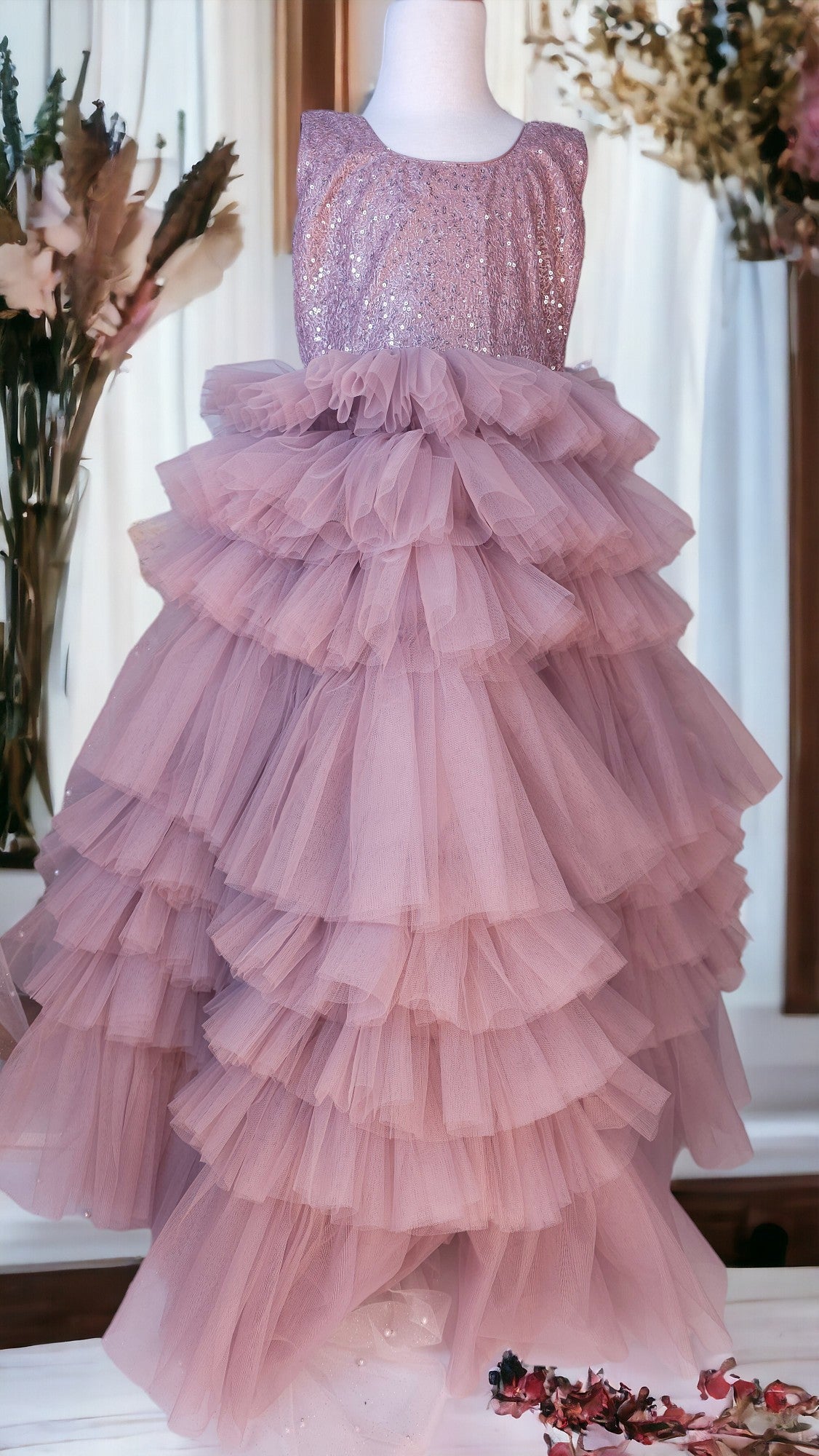 Ash Purple long dress with ruffles