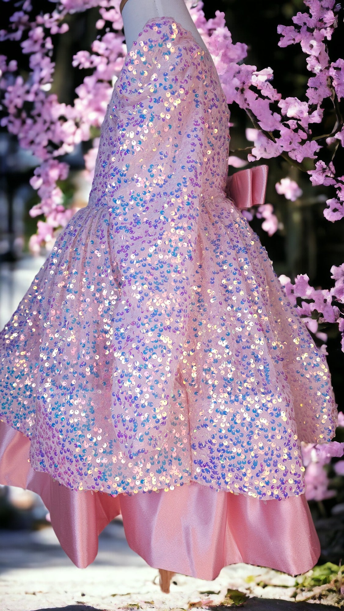 Full-sleeved sequin satin dress