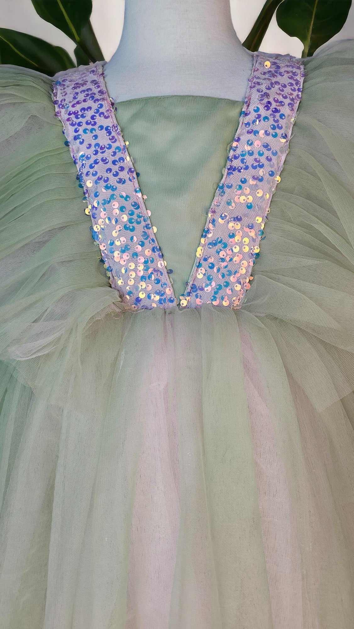 Green Ruffled shoulder dress