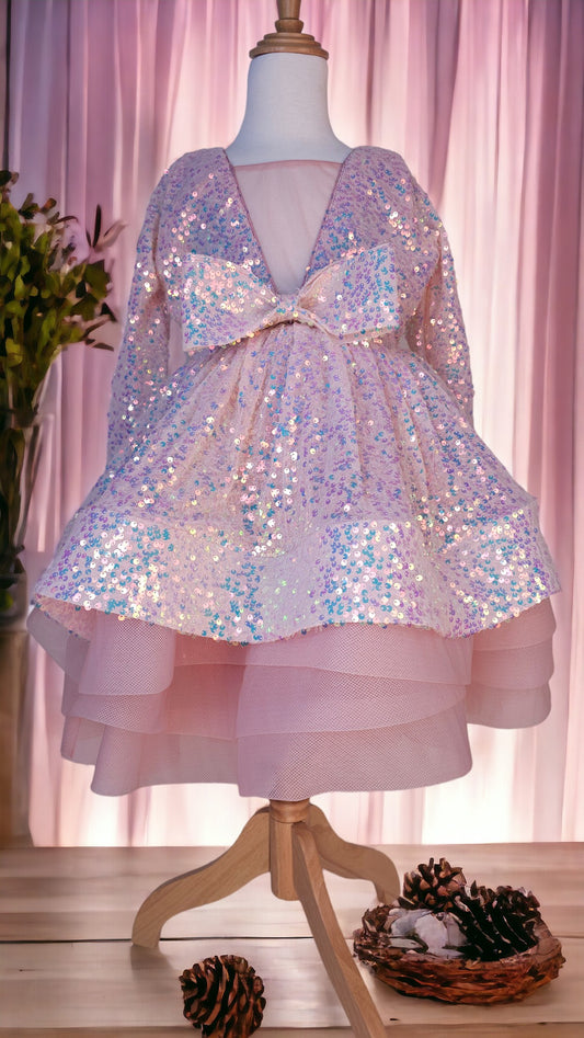 Sequence party dress with ruffles