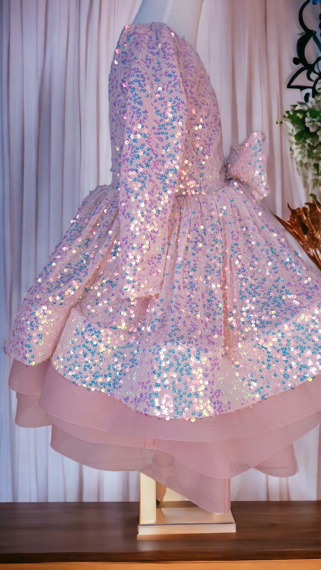 Sequence party dress with ruffles