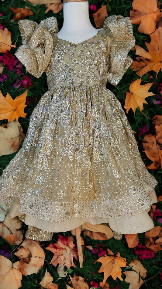 Hand made Golden High low luxury dress