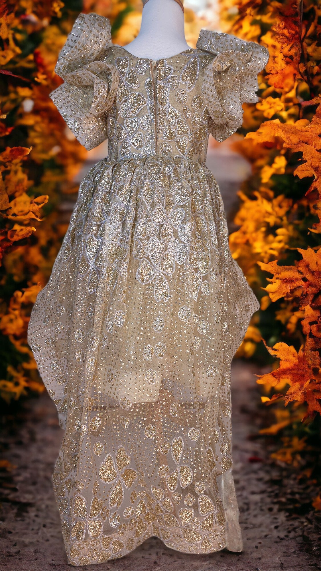 Hand made Golden High low luxury dress