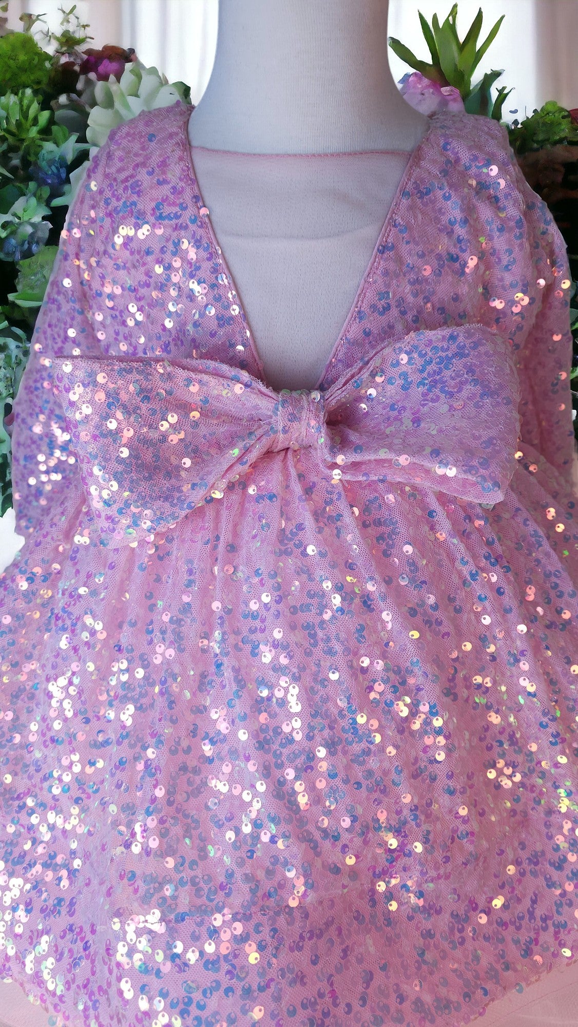Pink Ruffle Layered Sequence Dress