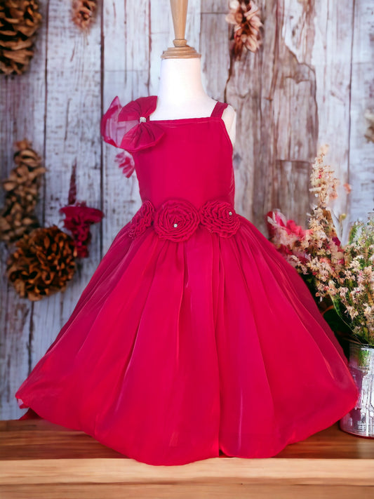 Velvety Red Organza Dress