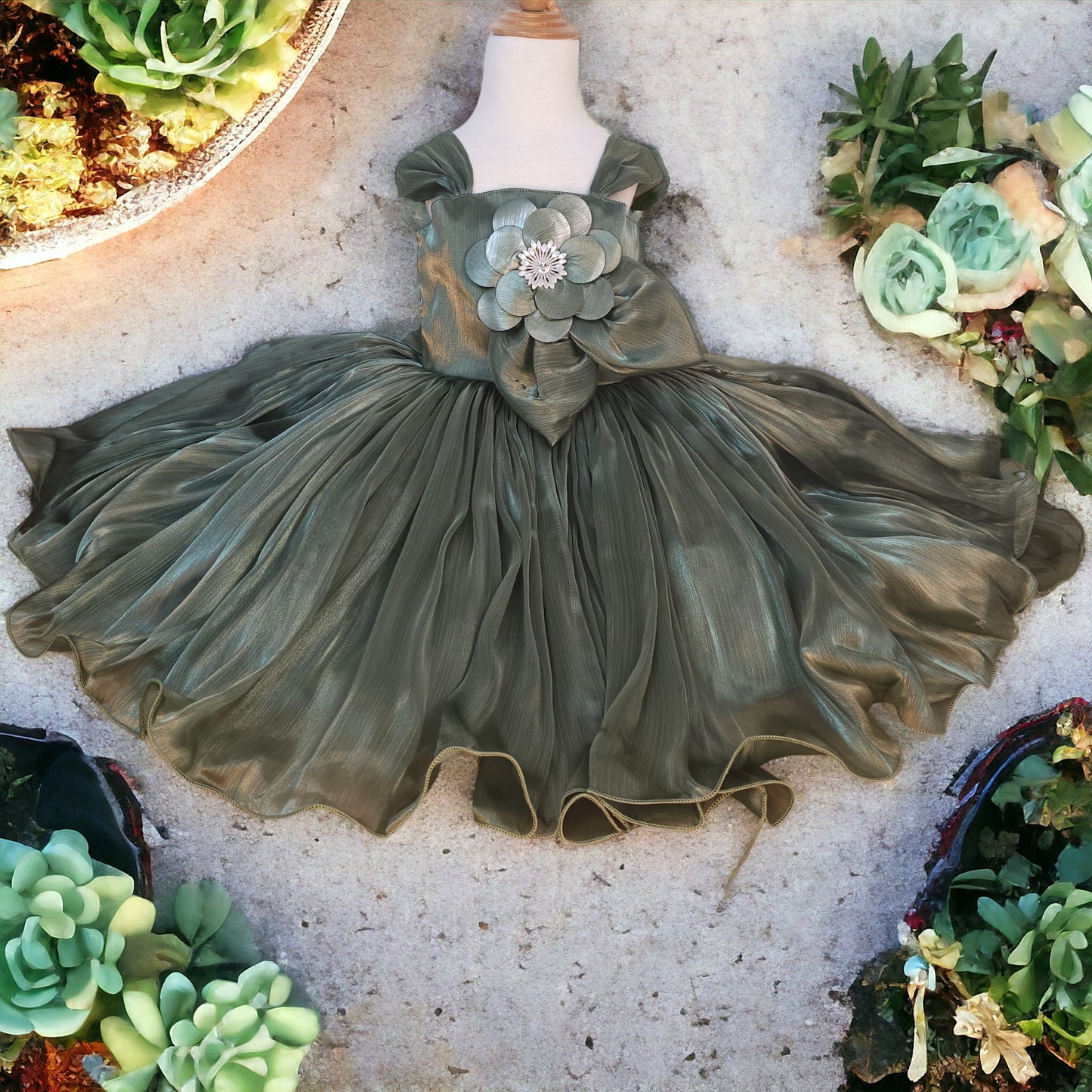 Green High Low Party Dress