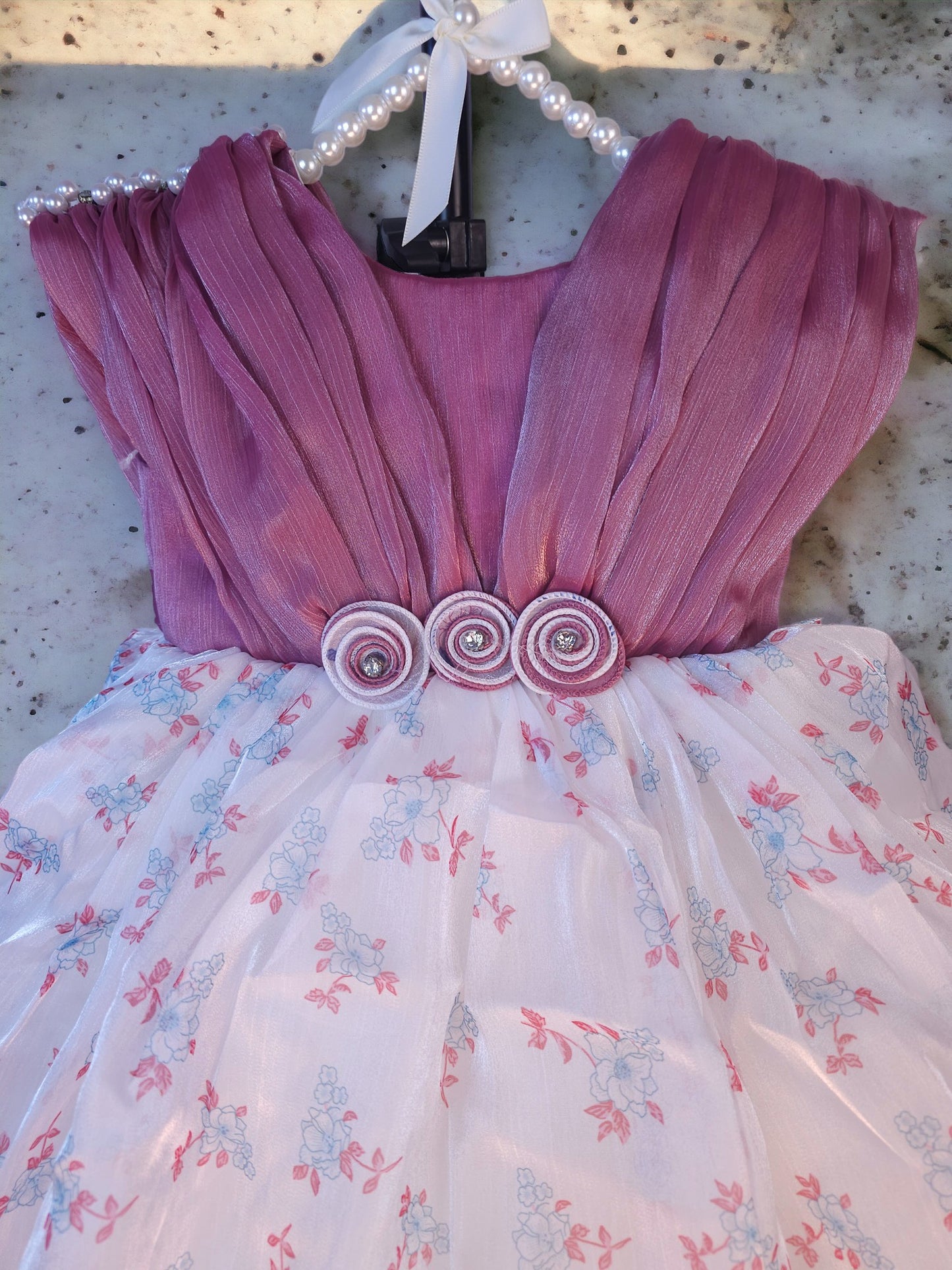 Pink And White Combo Organza Dress