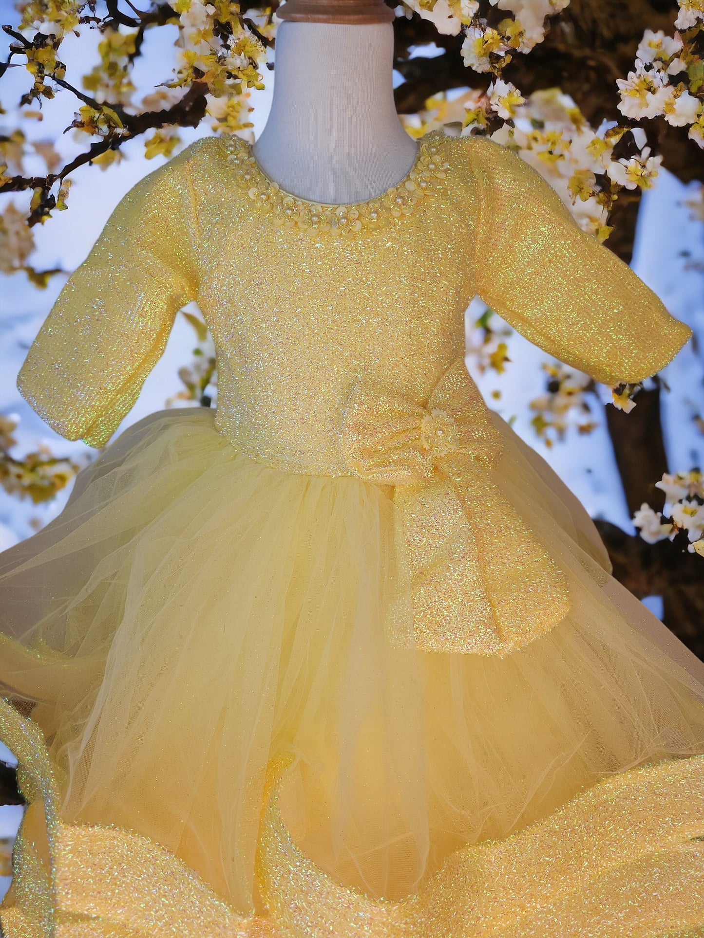 Yellow Ruffle Layered Party Dress