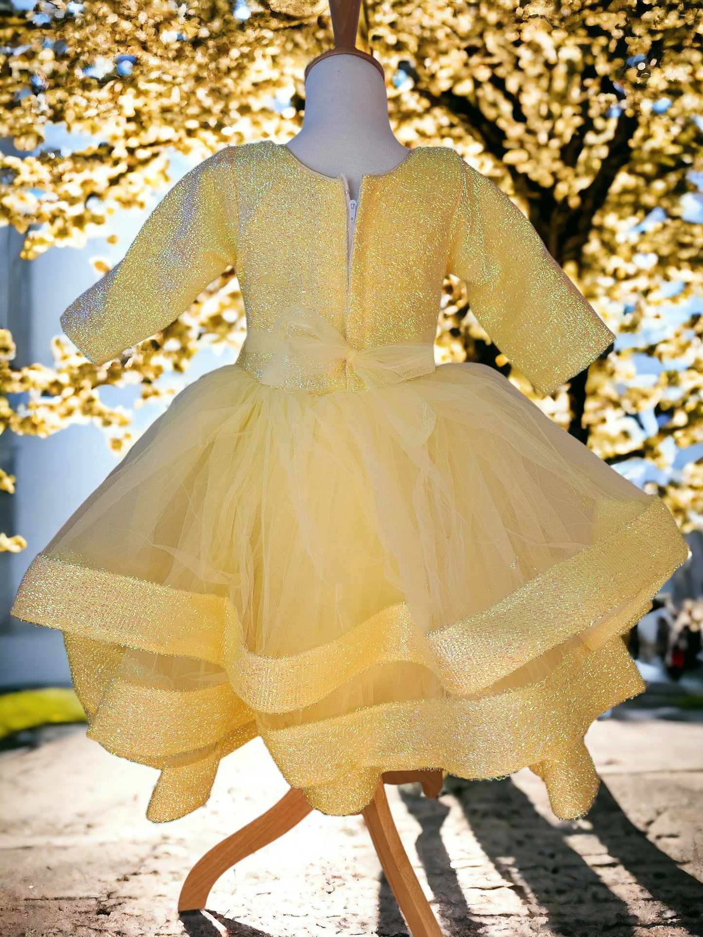 Yellow Ruffle Layered Party Dress