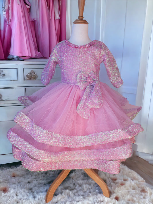 Pink Ruffle Layered Party Dress