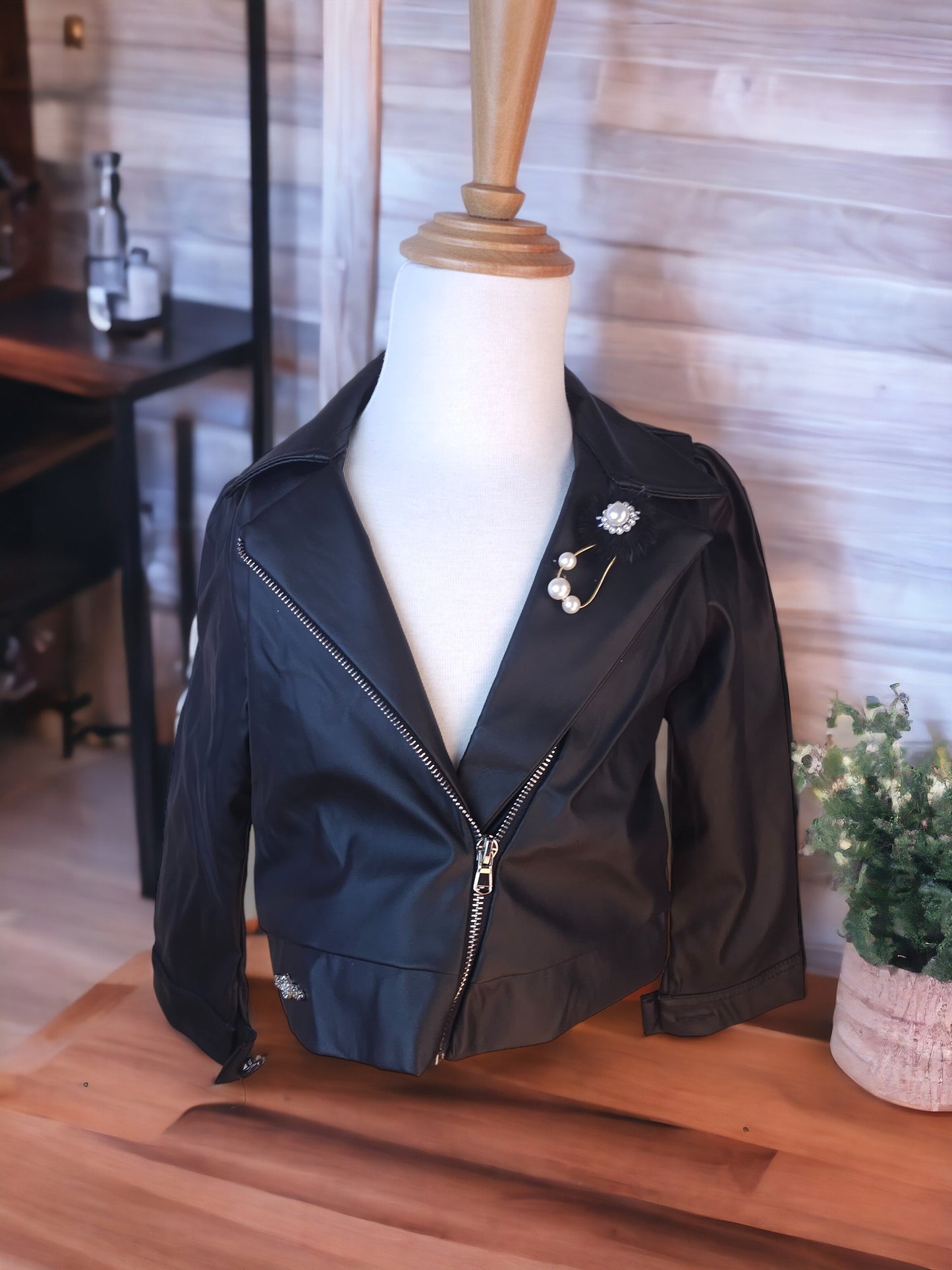Black Lether Jacket sequence Dress