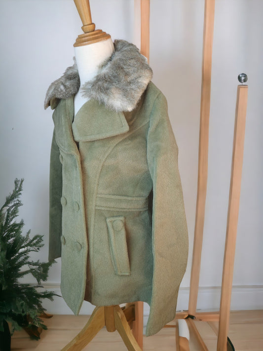 Green Jacket with Fur Collar