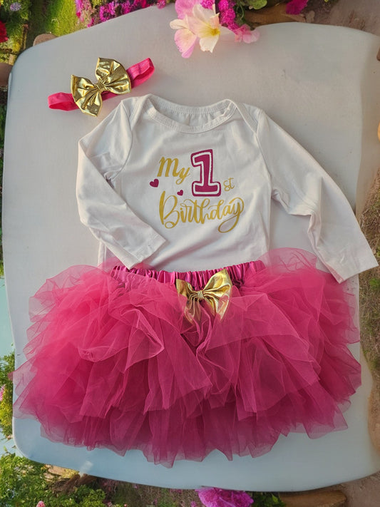 Pink First Birthday Photo Dress
