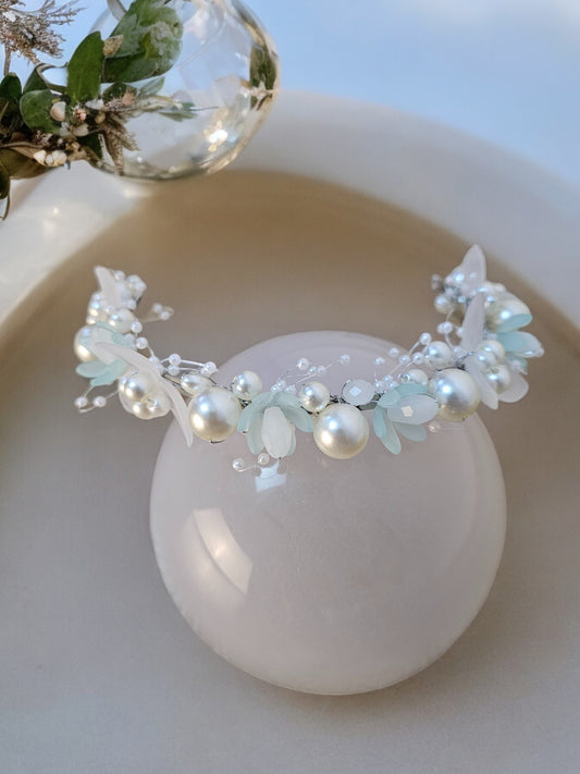 Head Band Blue and perl