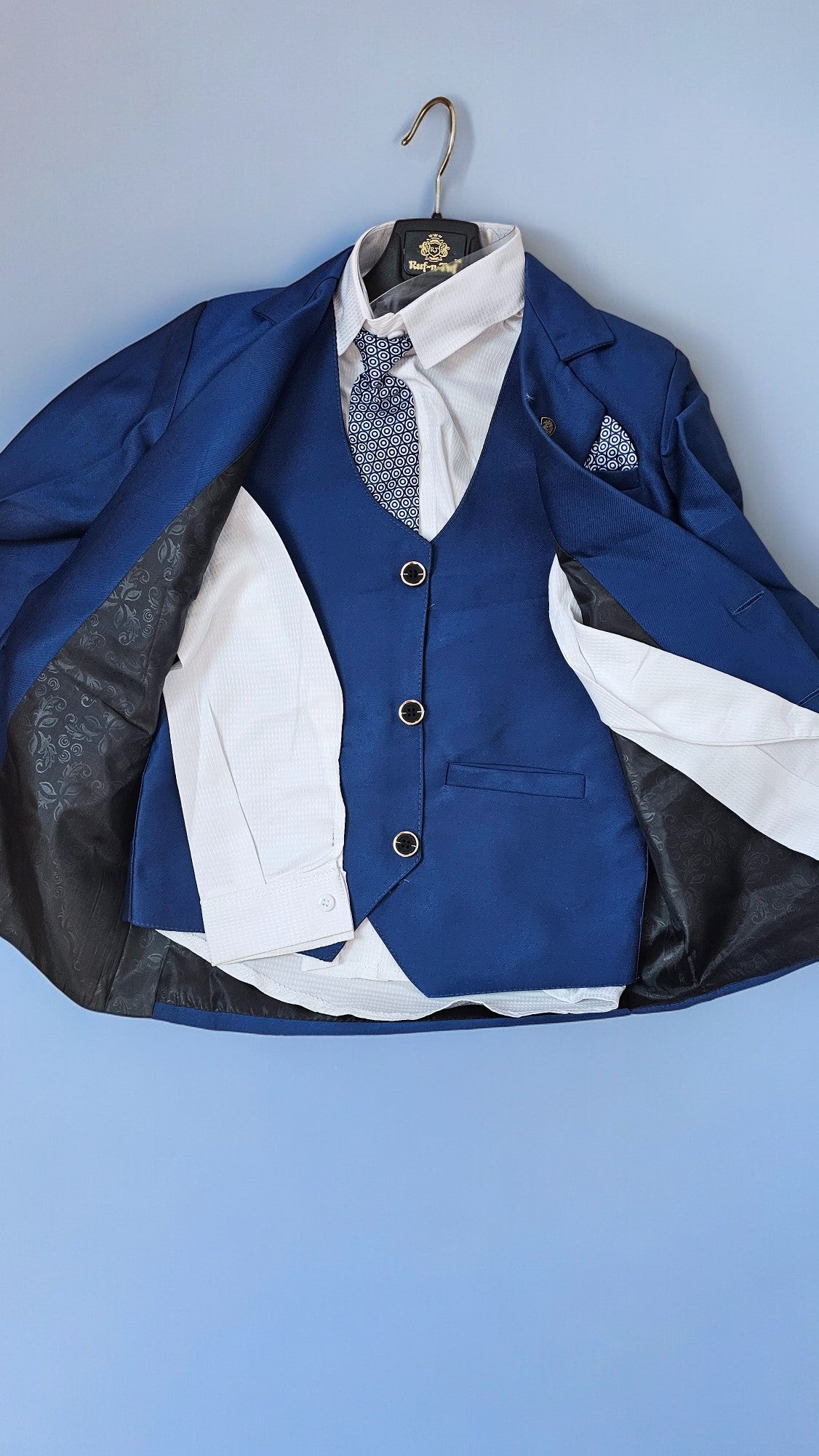 4 pcs Boys Formal Gentleman Outfits Blue
