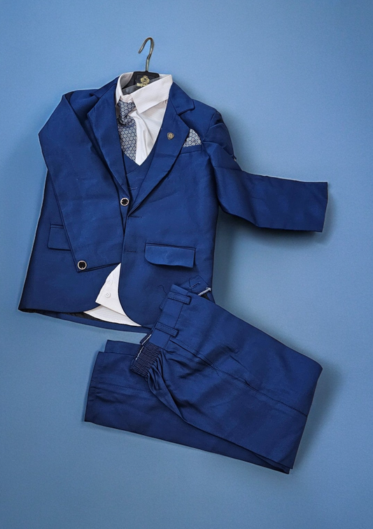 4 pcs Boys Formal Gentleman Outfits Blue