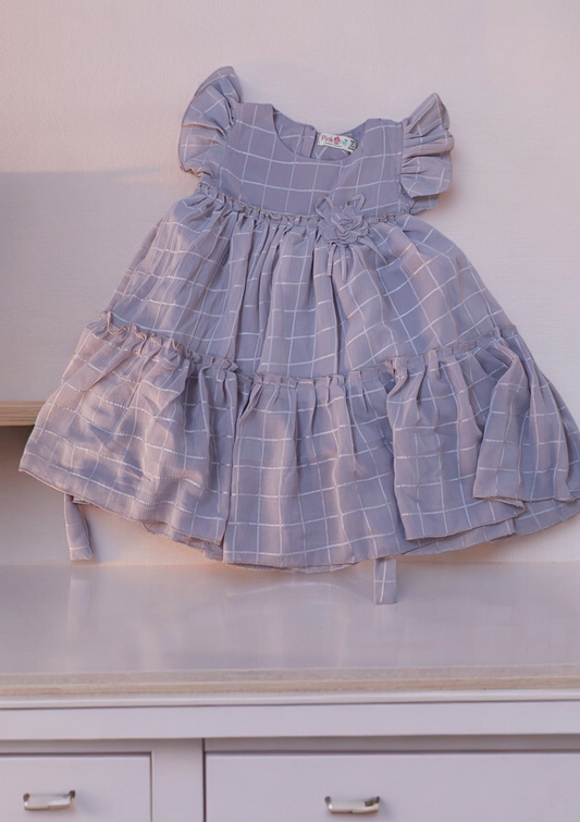 Ash Purple Frill Sleeve Dress